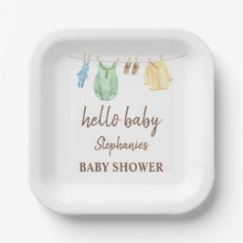 Baby shower Boho Clothes Line Hallo Baby Papieren Bordje
