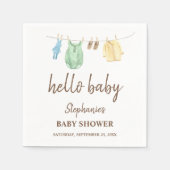 Baby shower Boho Clothes Line Hallo Baby Servet (Voorkant)