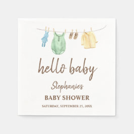 Baby shower Boho Clothes Line Hallo Baby Servet