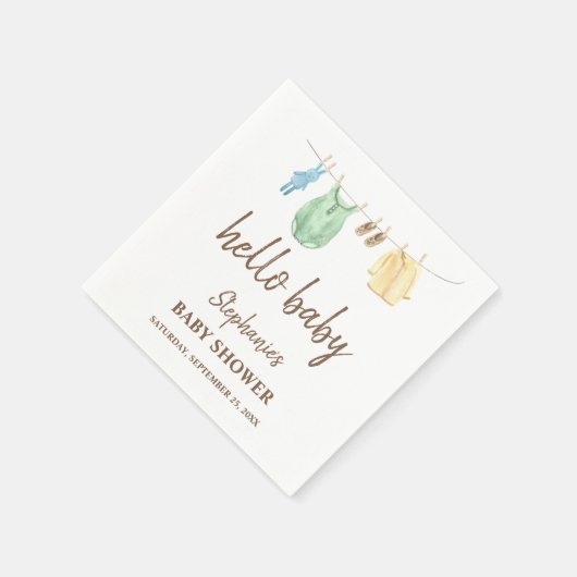 Baby shower Boho Clothes Line Hallo Baby Servet (Hoek)