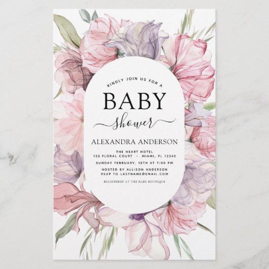 Baby shower Boho Dusty Pink Paars (Voorkant)