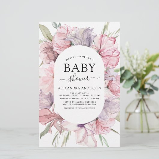 Baby shower Boho Dusty Pink Paars (Staand voorkant)
