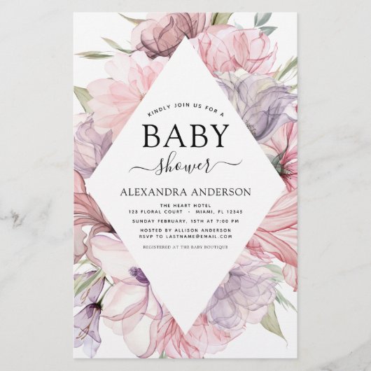 Baby shower Boho Dusty Pink Paars (Voorkant)