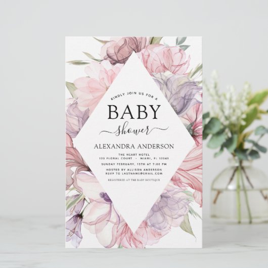 Baby shower Boho Dusty Pink Paars (Staand voorkant)