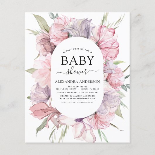 Baby shower Boho Dusty Pink Paars Flyer (Voorkant)