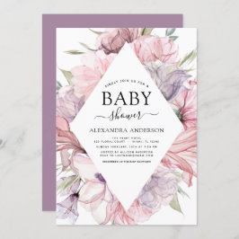 Baby shower Boho Dusty Pink Paars Kaart