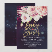 Baby shower Boho Floral Feather Paars Bokeh Light Kaart (Voorkant / Achterkant)