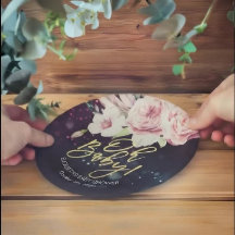 Baby shower Boho Floral Feather Paars Bokeh Light