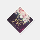 Baby shower Boho Floral Feather Paars Bokeh Light Servetten (Hoek)