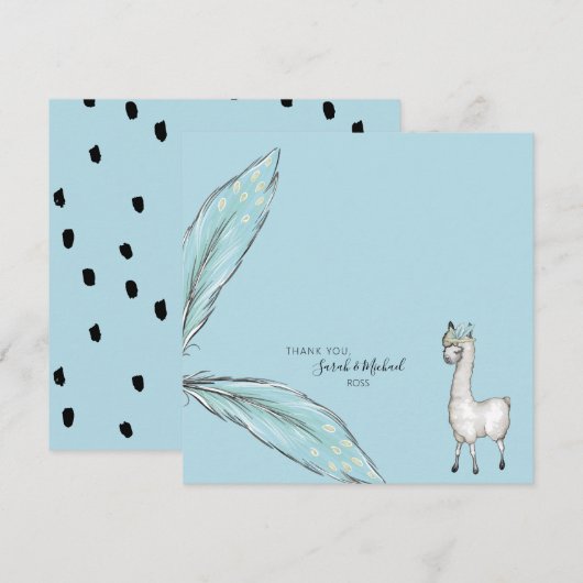 Baby shower Boho Llama Confetti Square Bedankkaart (Voorkant / Achterkant)