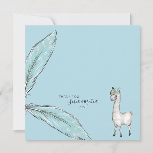Baby shower Boho Llama Confetti Square Bedankkaart (Voorkant)