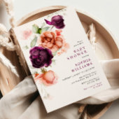 Baby shower Boho Paars & Peach Flowers Kaart