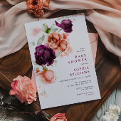 Baby shower Boho Paars & Peach Flowers Kaart