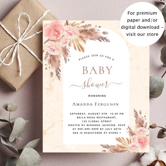 Baby shower boho pampas roos goud