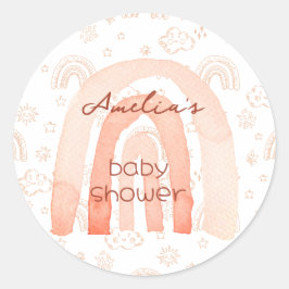 Baby shower Boho Peachy Weer 2 Ronde Sticker