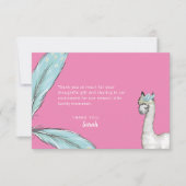 Baby shower Boho Pink Llama Feather bedankje Bedankkaart (Voorkant)
