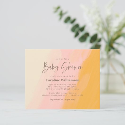 Baby shower Boho Pink Yellow Script (Staand voorkant)