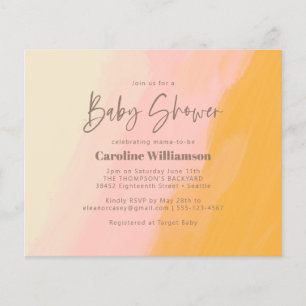 Baby shower Boho Pink Yellow Script
