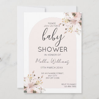Baby shower Boho roze bloem Kaart