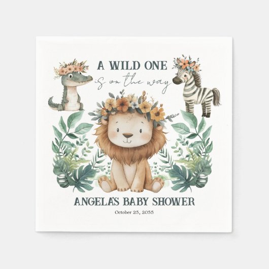 Baby shower Boho Safari Lion Servet (Voorkant)