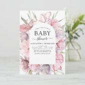 Baby Shower Boho Stof Roze Paars Kaart (Staand voorkant)