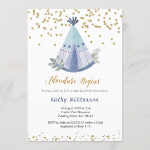 Baby shower Boho Teepee Invitation Kaart
