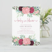 Baby shower boho waterverf bloesem baby in bloei kaart (Staand voorkant)