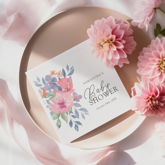 Baby shower Boho Waterverf Floral Servet