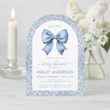 Baby Shower Boog Blauw Witte Bloemmotief