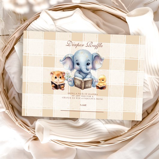 Baby shower Book Club Theme Diapper Raffle Informatiekaartje