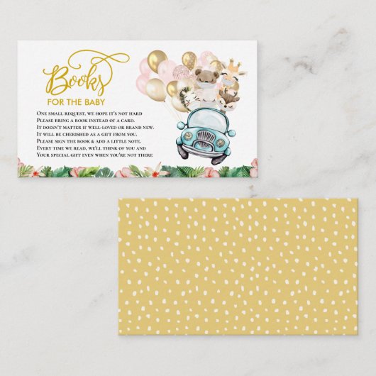 Baby shower Book Enclosure Card | Safari Informatiekaartje (Voorkant / Achterkant)