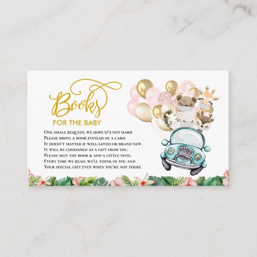 Baby shower Book Enclosure Card | Safari Informatiekaartje (Voorkant)