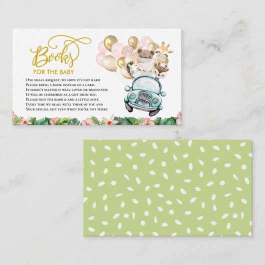 Baby shower Book Enclosure Card | Safari Informatiekaartje (Voorkant / Achterkant)