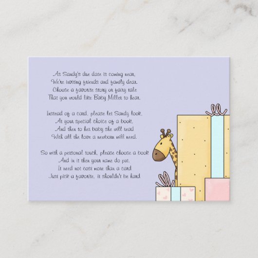 Baby shower Book Insert Kaart (Voorkant)