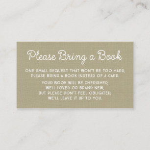 baby shower Book Request Card Rustic Burlap Informatiekaartje