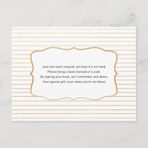 baby shower Book request card, white gold Uitnodiging Briefkaart