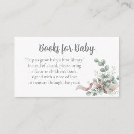Baby Shower Book Request - Eucalyptus Ribbon Informatiekaartje