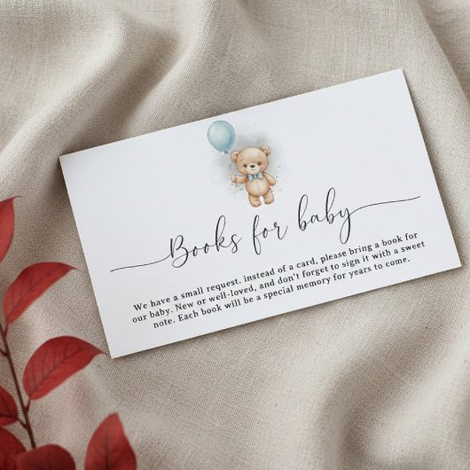Baby Shower Book Request for Boy Blue Balloon Informatiekaartje