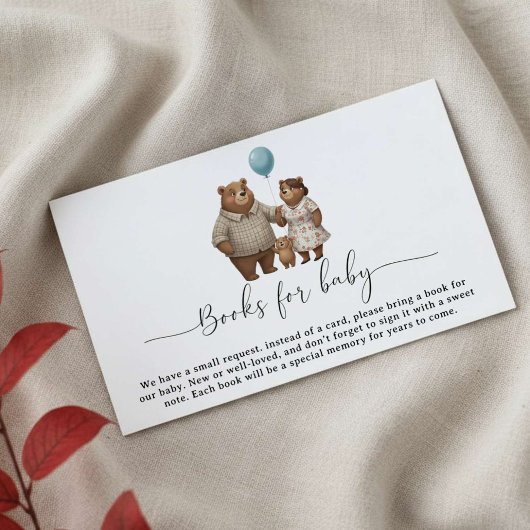 Baby Shower Book Request  for Boy Blue Balloon  Informatiekaartje