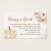 Baby shower Book Request Gold Glitters Pumpkin Visitekaartje (Voorkant)