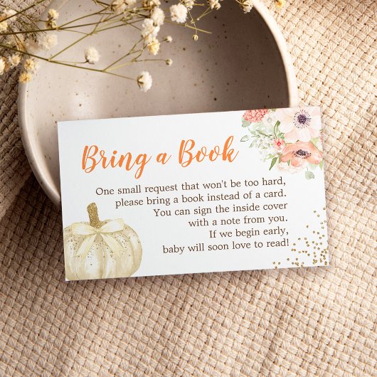 Baby shower Book Request Gold Glitters Pumpkin Visitekaartje