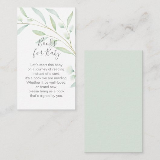 Baby shower Book Request Greenery Foliage Informatiekaartje (Voorkant / Achterkant)