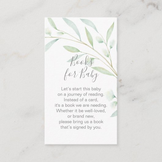 Baby shower Book Request Greenery Foliage Informatiekaartje (Voorkant)