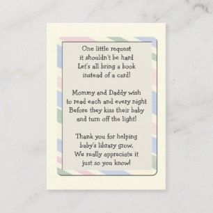 baby shower Book Request Insert Card Informatiekaartje