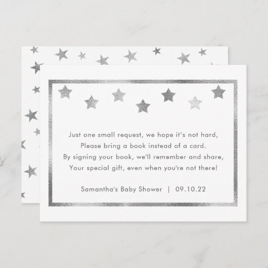 baby shower Book Request-kaart, neutraal geslacht Uitnodiging Briefkaart (Voorkant / Achterkant)