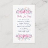 Baby shower Book Request Pink Flowers Waterverf Informatiekaartje (Voorkant)