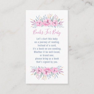 Baby shower Book Request Pink Flowers Waterverf Informatiekaartje