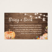 Baby shower Book Request Rustic Pumpkin Wood Visitekaartje (Voorkant)