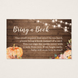 Baby shower Book Request Rustic Pumpkin Wood Visitekaartje