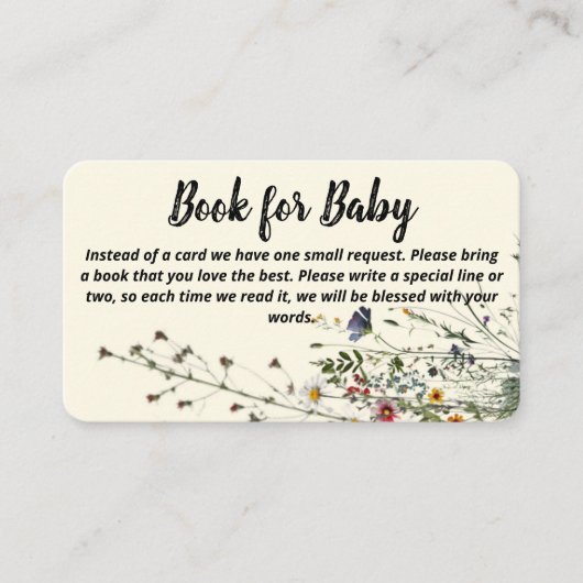 Baby shower Book Request Wildflower Collectie Informatiekaartje (Voorkant)